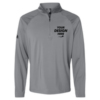Adidas Men's Ultimate365 Lightweight Shoulder Stripe Quarter-Zip Pullover, Grey Three, Front view, Mockup