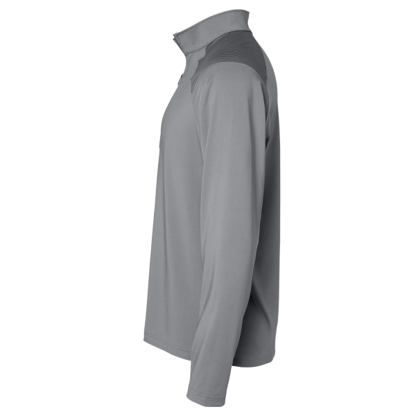 Adidas Men's Ultimate365 Lightweight Shoulder Stripe Quarter-Zip Pullover, Grey Three, Left Sleeve view