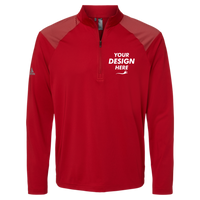 Adidas Men's Ultimate365 Lightweight Shoulder Stripe Quarter-Zip Pullover, Team Power Red, Front view, Mockup