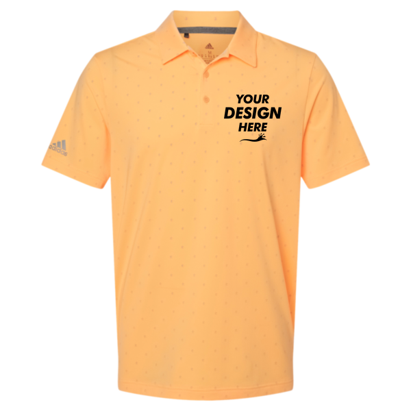 Adidas Men's Ultimate365 Pine Tree Polo, Acid Orange / Grey Two, Front view, Mockup