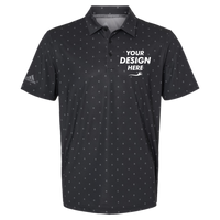 Adidas Men's Ultimate365 Pine Tree Polo, Black / Grey Three, Front view, Mockup