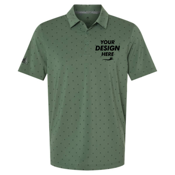 Adidas Men's Ultimate365 Pine Tree Polo, Green Oxide / Black, Front view, Mockup