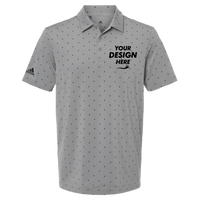 Adidas Men's Ultimate365 Pine Tree Polo, Grey Three / Black, Front view, Mockup