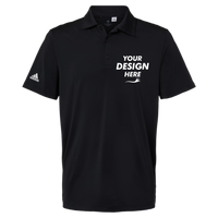 Adidas Men's Ultimate365 Solid Polo, Black, Front view, Mockup