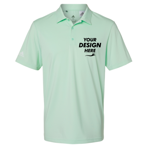 Adidas Men's Ultimate365 Solid Polo, Clear Mint, Front view, Mockup