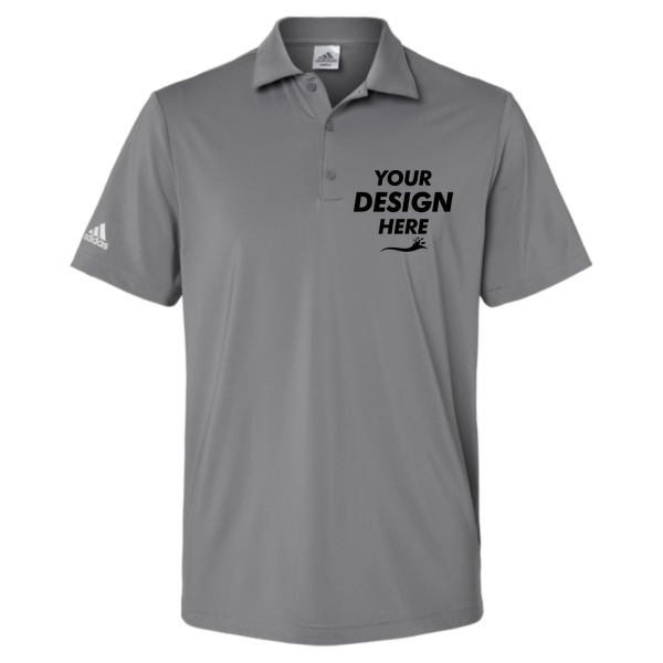 Adidas Men's Ultimate365 Solid Polo, Grey Three, Front view, Mockup