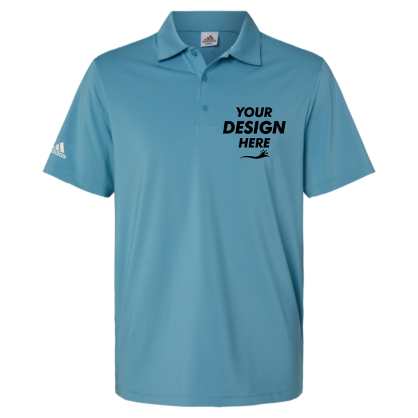 Adidas Men's Ultimate365 Solid Polo, Hazy Blue, Front view, Mockup