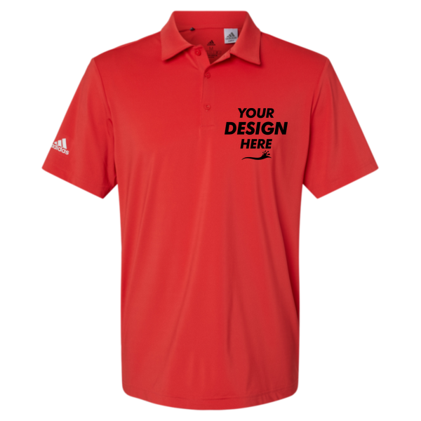 Adidas Men's Ultimate365 Solid Polo, Real Coral, Front view, Mockup
