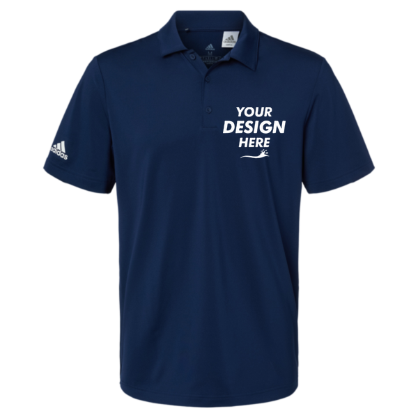 Adidas Men's Ultimate365 Solid Polo, Team Navy Blue, Front view, Mockup