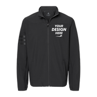 Adidas Men's Wind Resistant Full-Zip Jacket, Black / Black, Front view, Mockup