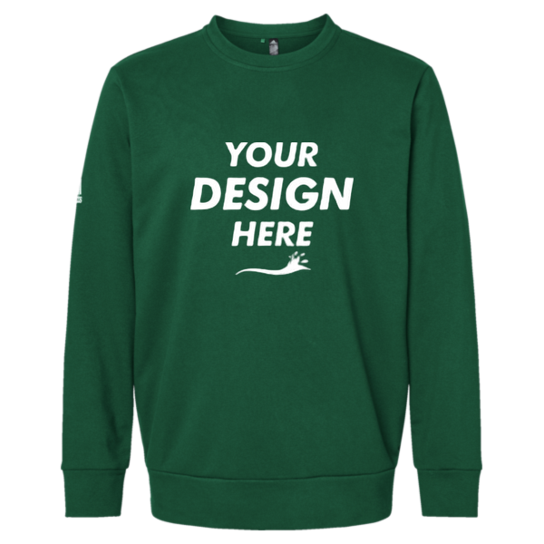 Adidas Unisex Fleece Crewneck Sweatshirt, Collegiate Green, Front view, Mockup