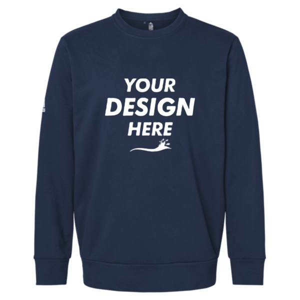 Adidas Unisex Fleece Crewneck Sweatshirt, Collegiate Navy, Front view, Mockup