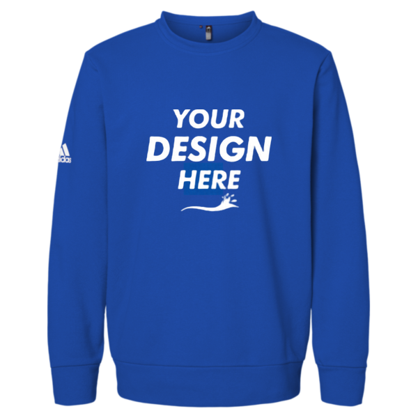 Adidas Unisex Fleece Crewneck Sweatshirt, Collegiate Royal, Front view, Mockup