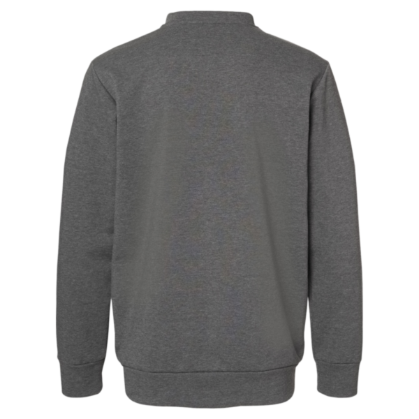 Adidas Unisex Fleece Crewneck Sweatshirt, Dark Grey Heather, Back view