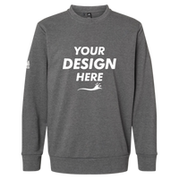 Adidas Unisex Fleece Crewneck Sweatshirt, Dark Grey Heather, Front view, Mockup