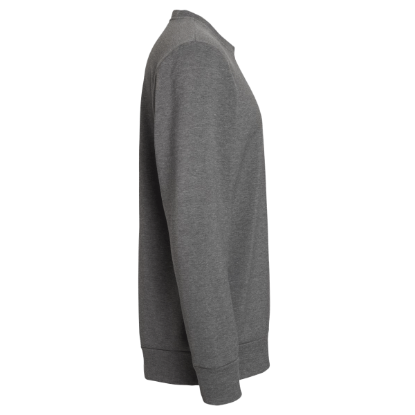 Adidas Unisex Fleece Crewneck Sweatshirt, Dark Grey Heather, Right Sleeve view