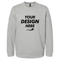 Adidas Unisex Fleece Crewneck Sweatshirt, Grey Heather, Front view, Mockup