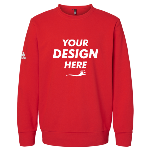 Adidas Unisex Fleece Crewneck Sweatshirt, Red, Front view, Mockup