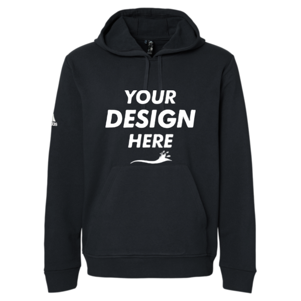 Adidas Unisex Fleece Hooded Sweatshirt, Black, Front view, Mockup