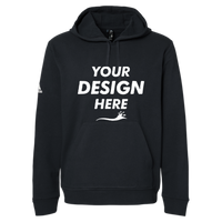 Adidas Unisex Fleece Hooded Sweatshirt, Black, Front view, Mockup