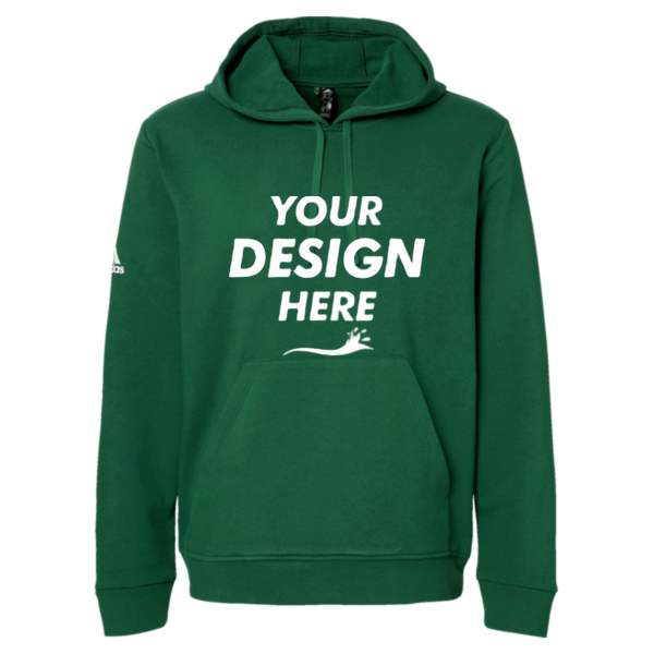 Adidas Unisex Fleece Hooded Sweatshirt, Collegiate Green, Front view, Mockup