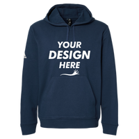 Adidas Unisex Fleece Hooded Sweatshirt, Collegiate Navy, Front view, Mockup