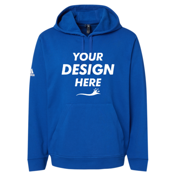 Adidas Unisex Fleece Hooded Sweatshirt, Collegiate Royal, Front view, Mockup