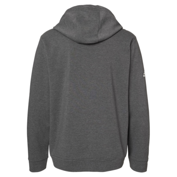 Adidas Unisex Fleece Hooded Sweatshirt, Dark Grey Heather, Back view