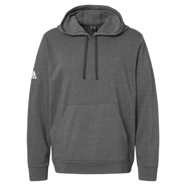 Adidas Unisex Fleece Hooded Sweatshirt, Dark Grey Heather, Front view
