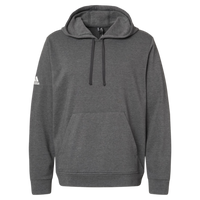 Adidas Unisex Fleece Hooded Sweatshirt, Dark Grey Heather, Front view