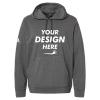 Adidas Unisex Fleece Hooded Sweatshirt, Dark Grey Heather, Front view, Mockup