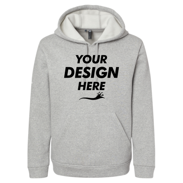 Adidas Unisex Fleece Hooded Sweatshirt, Grey Heather, Front view, Mockup