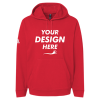 Adidas Unisex Fleece Hooded Sweatshirt, Red, Front view, Mockup