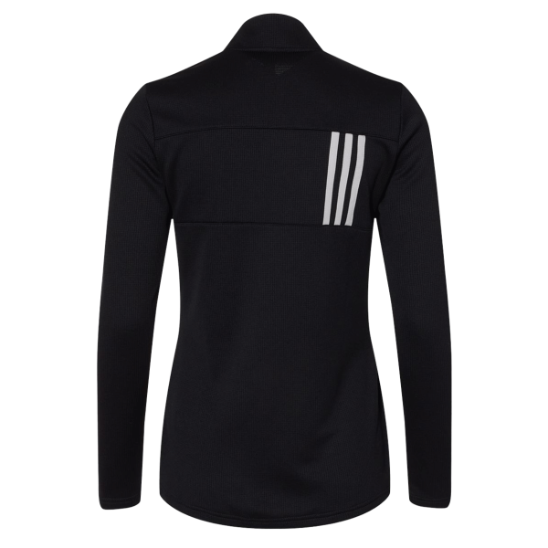 Adidas Women's 3-Stripes Double Knit Full-Zip Jacket, Black / Grey Two, Back view