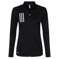Adidas Women's 3-Stripes Double Knit Full-Zip Jacket, Black / Grey Two, Front view