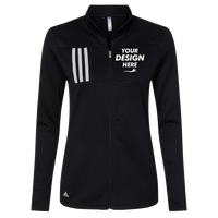 Adidas Women's 3-Stripes Double Knit Full-Zip Jacket, Black / Grey Two, Front view, Mockup