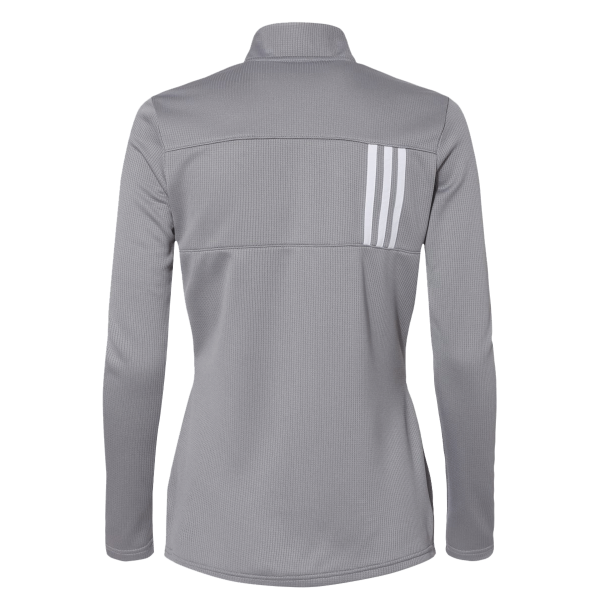 Adidas Women's 3-Stripes Double Knit Full-Zip Jacket, Grey Three / White, Back view