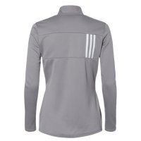 Adidas Women's 3-Stripes Double Knit Full-Zip Jacket, Grey Three / White, Back view