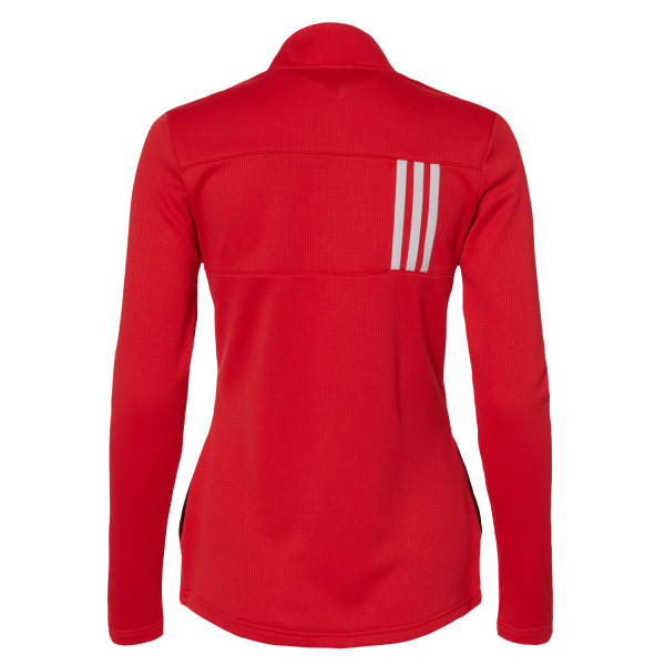 Adidas Women's 3-Stripes Double Knit Full-Zip Jacket, Team Collegiate Red / Grey Two, Back view