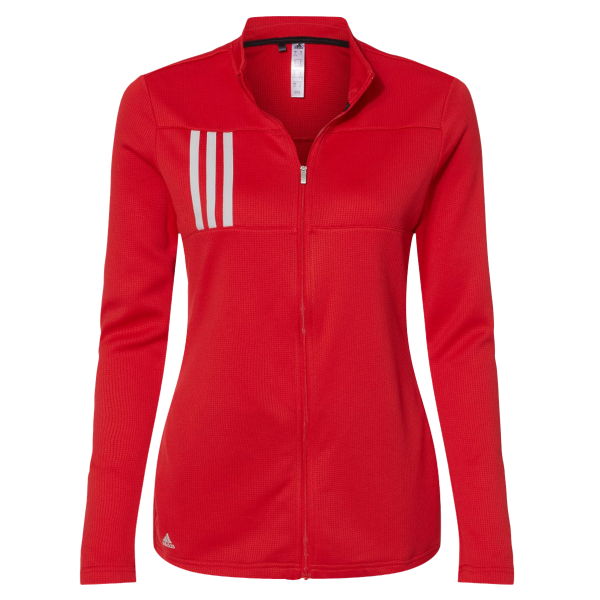 Adidas Women's 3-Stripes Double Knit Full-Zip Jacket, Team Collegiate Red / Grey Two, Front view