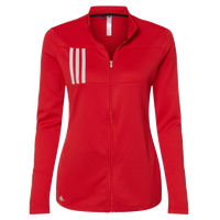 Adidas Women's 3-Stripes Double Knit Full-Zip Jacket, Team Collegiate Red / Grey Two, Front view