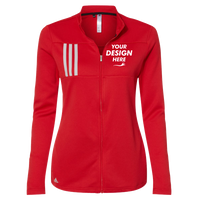 Adidas Women's 3-Stripes Double Knit Full-Zip Jacket, Team Collegiate Red / Grey Two, Front view, Mockup