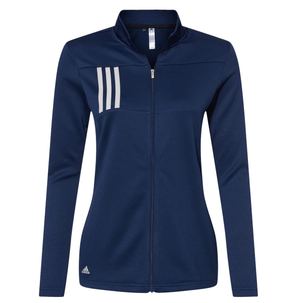 Adidas Women's 3-Stripes Double Knit Full-Zip Jacket, Team Navy Blue / Grey Two, Front view