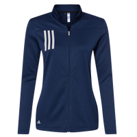 Adidas Women's 3-Stripes Double Knit Full-Zip Jacket, Team Navy Blue / Grey Two, Front view