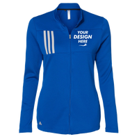 Adidas Women's 3-Stripes Double Knit Full-Zip Jacket, Team Royal / Grey Two, Front view, Mockup