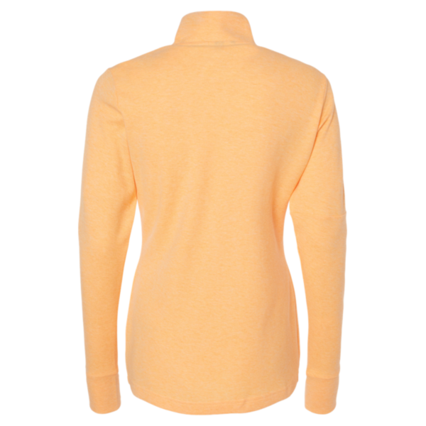Adidas Women's 3-Stripes Quarter-Zip Sweater Pullover, Acid Orange Melange, Back view