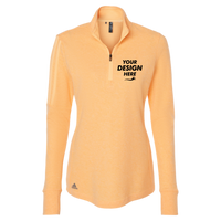 Adidas Women's 3-Stripes Quarter-Zip Sweater Pullover, Acid Orange Melange, Front view, Mockup