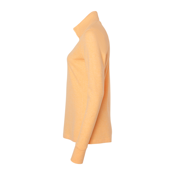 Adidas Women's 3-Stripes Quarter-Zip Sweater Pullover, Acid Orange Melange, Left Sleeve view