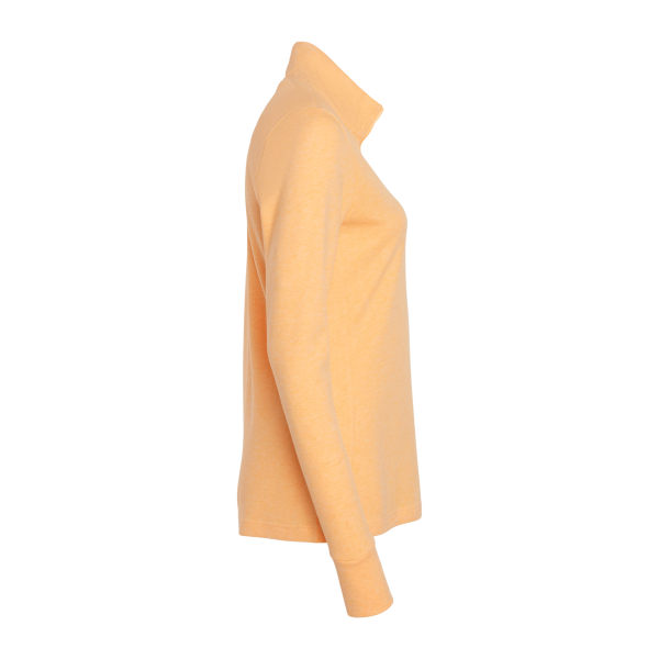 Adidas Women's 3-Stripes Quarter-Zip Sweater Pullover, Acid Orange Melange, Right Sleeve view