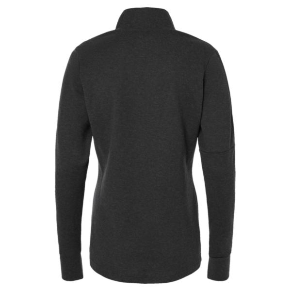 Adidas Women's 3-Stripes Quarter-Zip Sweater Pullover, Black Melange, Back view